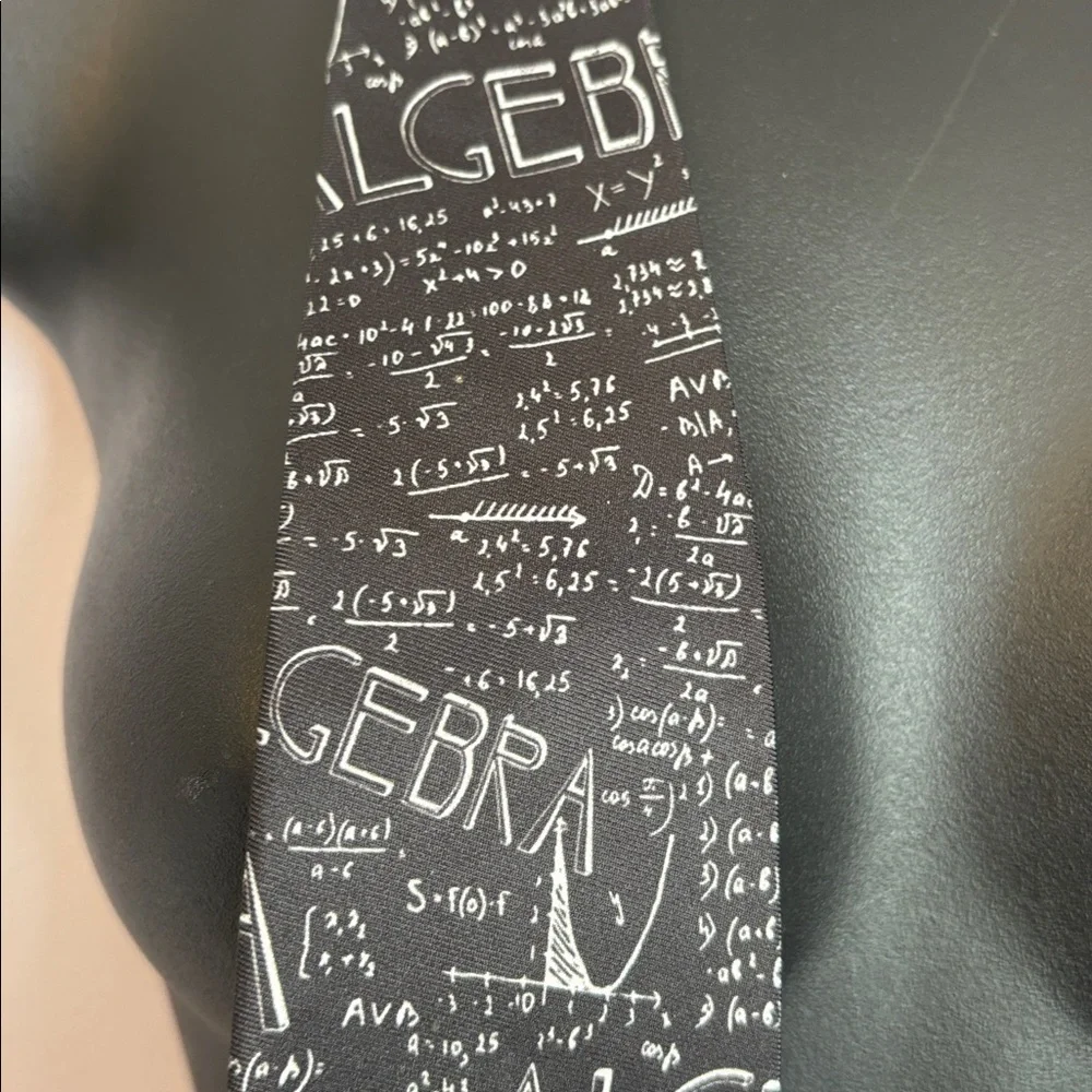 Three Rooker Algebra Allover Mathematics Black White Polyester Necktie Tie